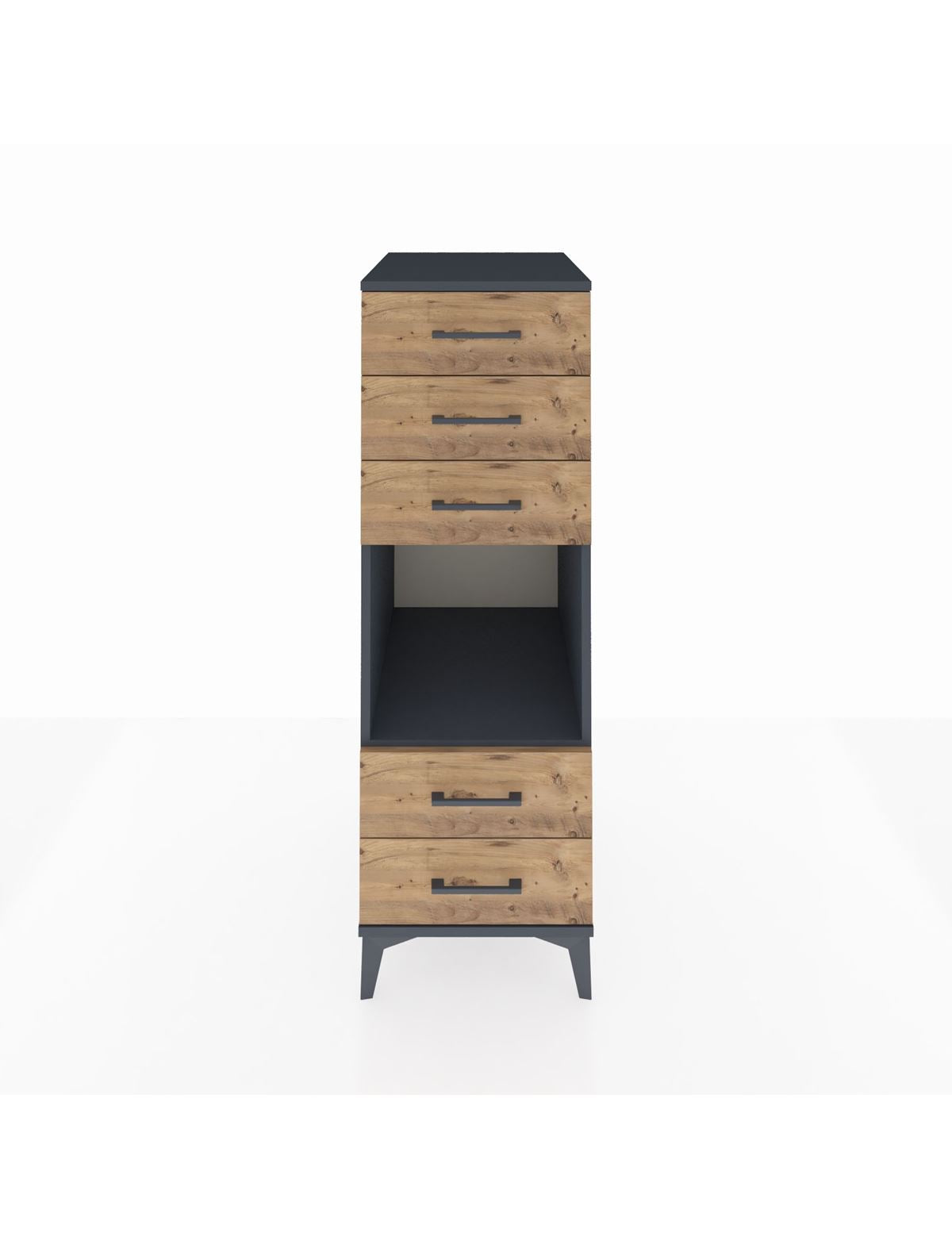 Kronos Dolap Tek Raflı 5 Çekmeceli 44x59x134 Antrasit-Çam