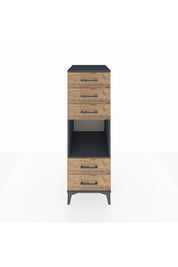 Kronos Dolap Tek Raflı 5 Çekmeceli 44x59x134 Antrasit-Çam