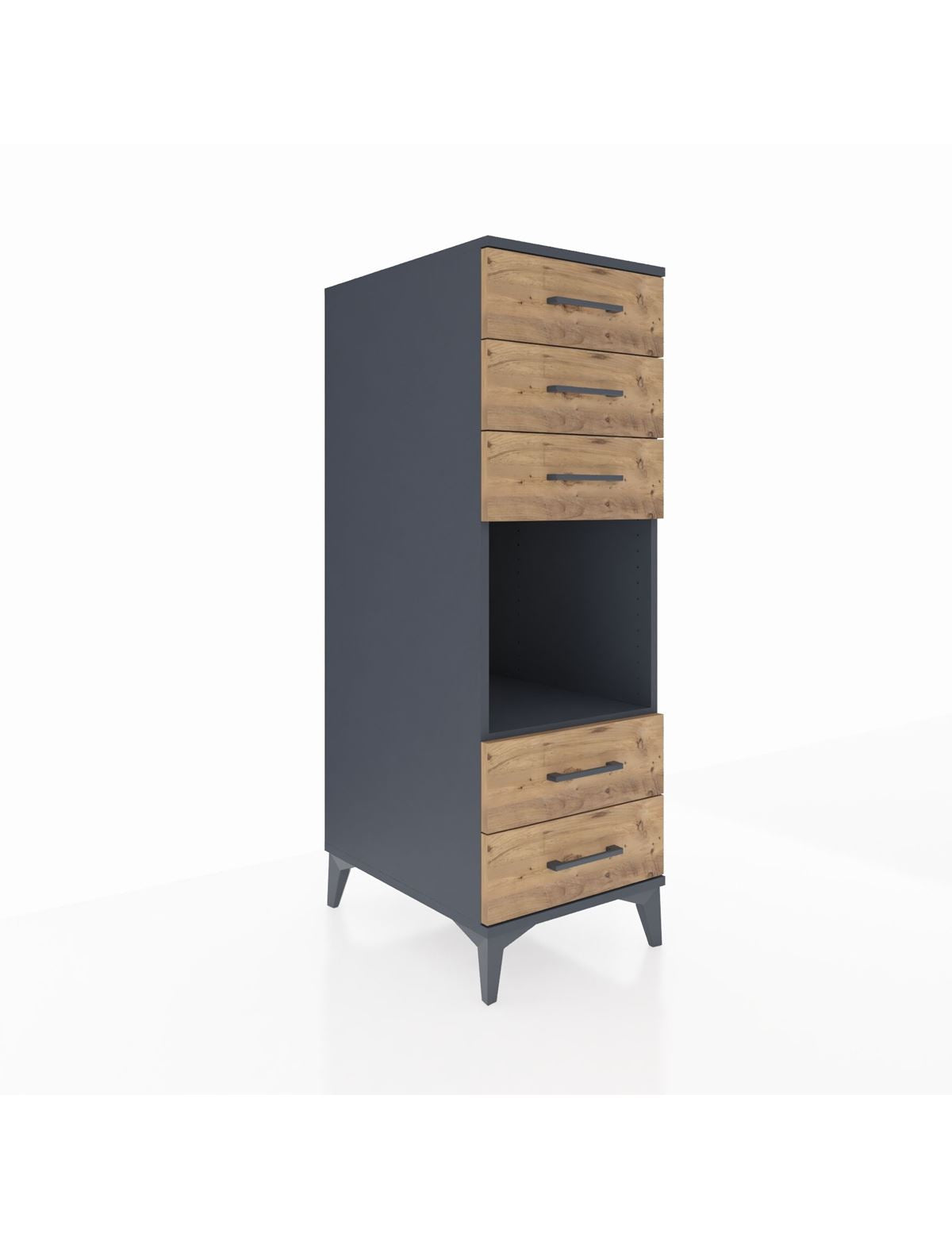 Kronos Dolap Tek Raflı 5 Çekmeceli 44x59x134 Antrasit-Çam