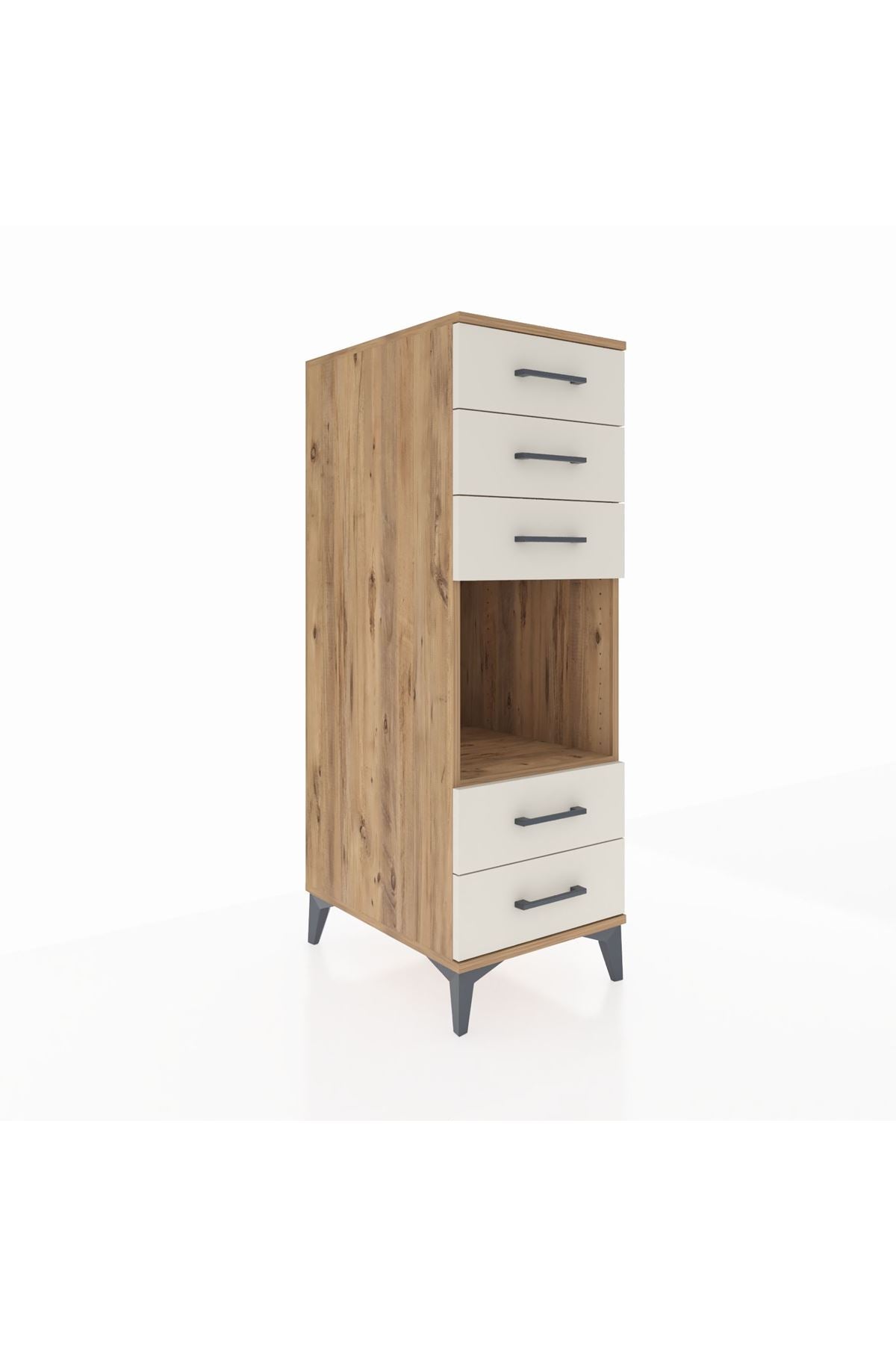 Kronos Dolap Tek Raflı 5 Çekmeceli 44x59x134 Çam-Aytaşı