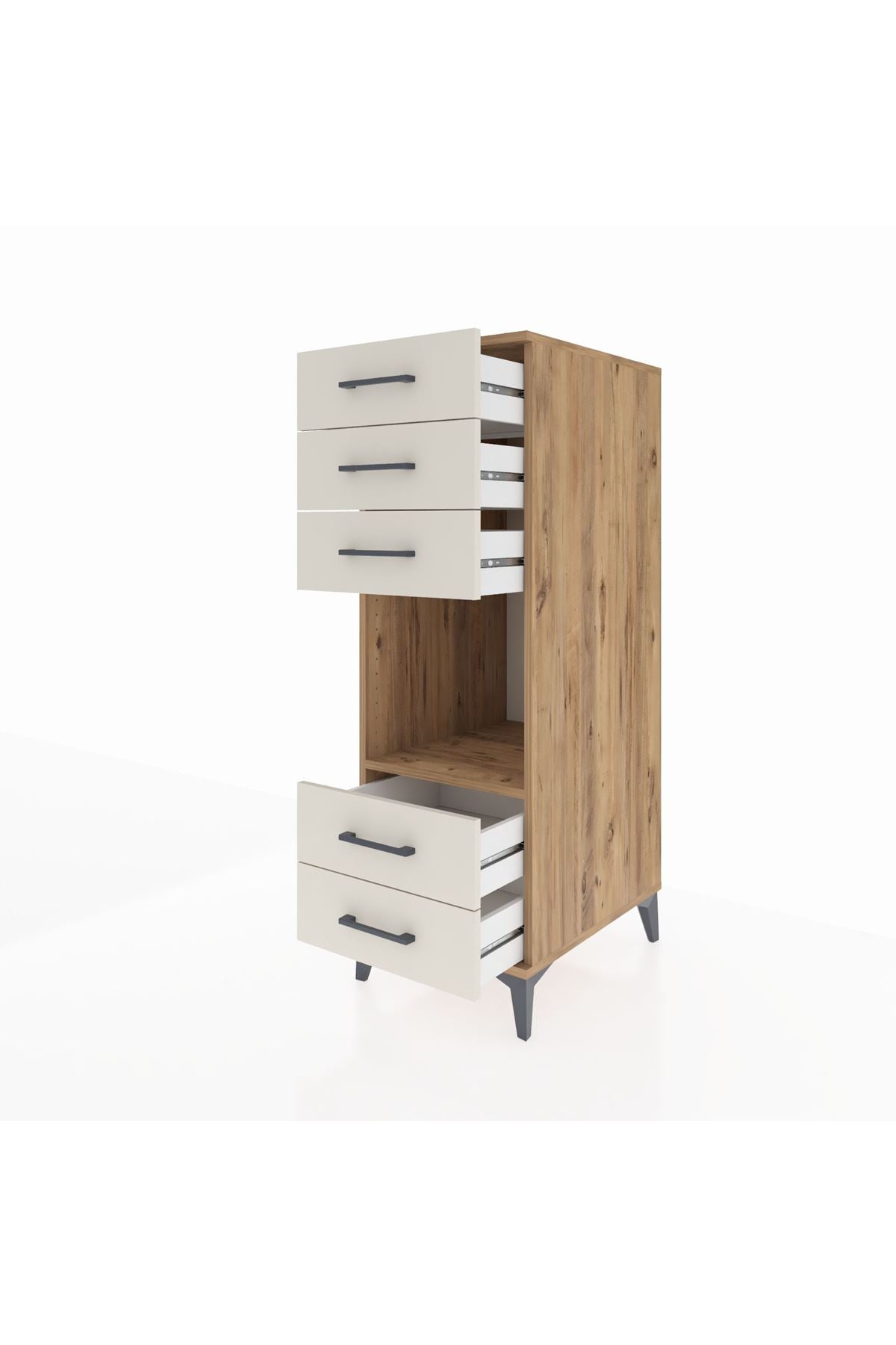 Kronos Dolap Tek Raflı 5 Çekmeceli 44x59x134 Çam-Aytaşı