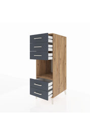 Kronos Dolap Tek Raflı 5 Çekmeceli 44x59x134 Çam-Antrasit