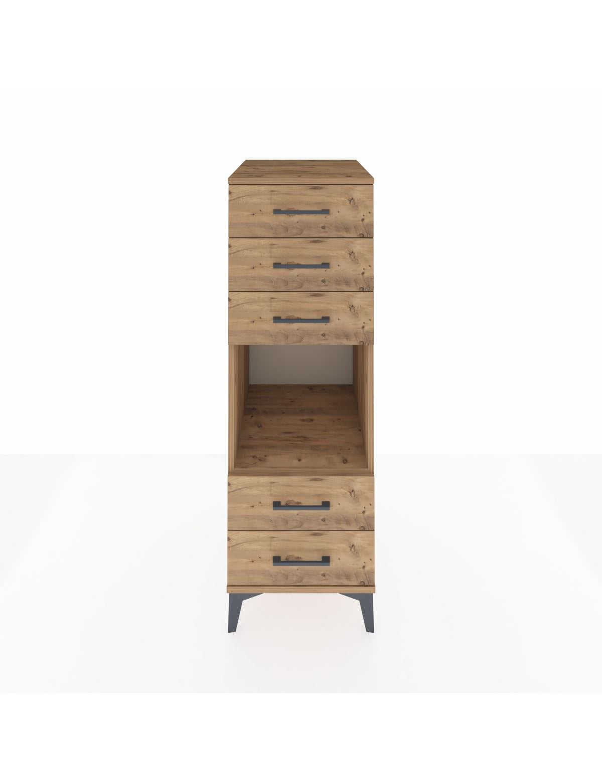 Kronos Dolap Tek Raflı 5 Çekmeceli 44x59x134 Çam-Çam