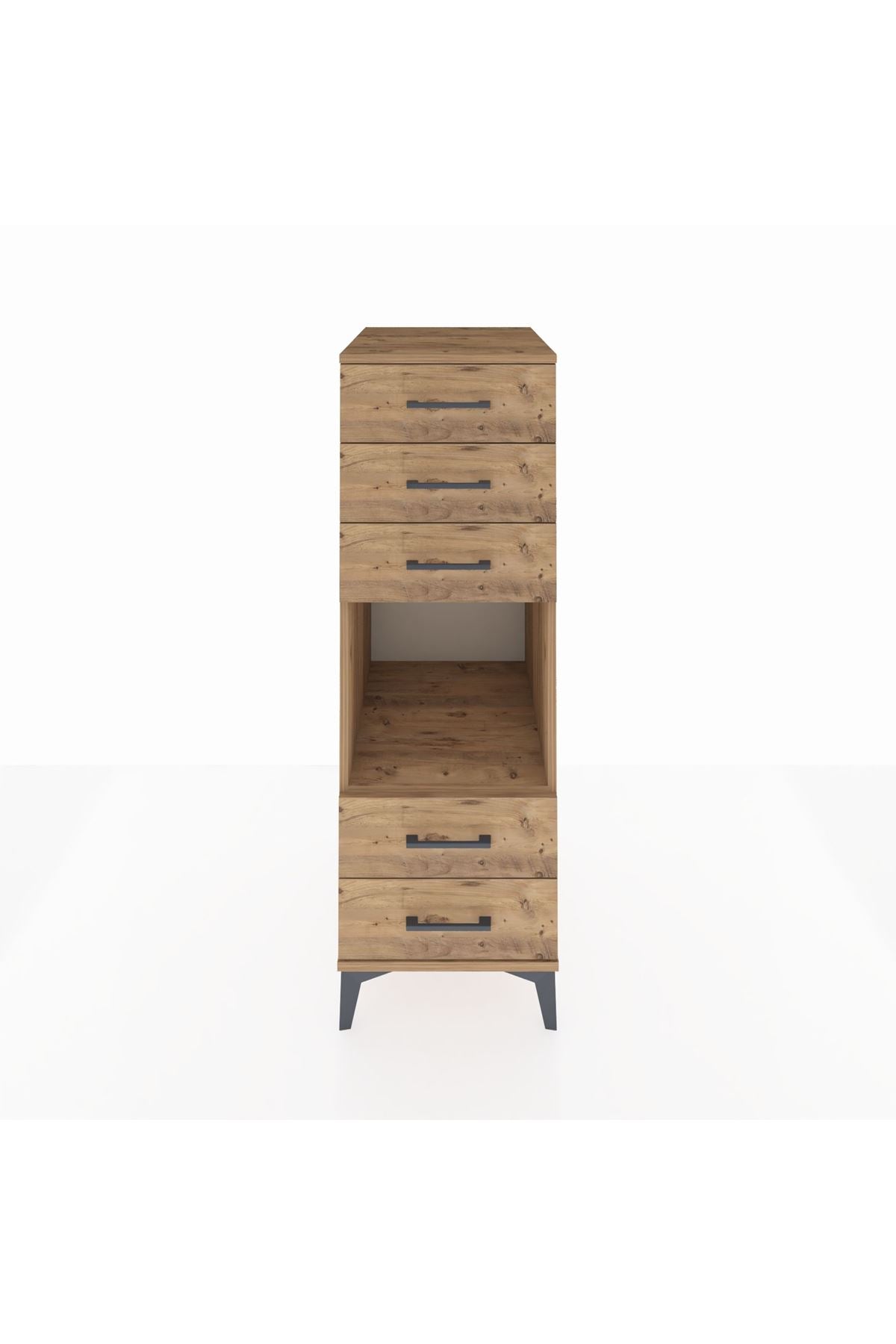 Kronos Dolap Tek Raflı 5 Çekmeceli 44x59x134 Çam-Çam