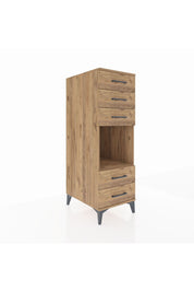 Kronos Dolap Tek Raflı 5 Çekmeceli 44x59x134 Çam-Çam