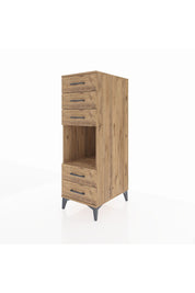 Kronos Dolap Tek Raflı 5 Çekmeceli 44x59x134 Çam-Çam