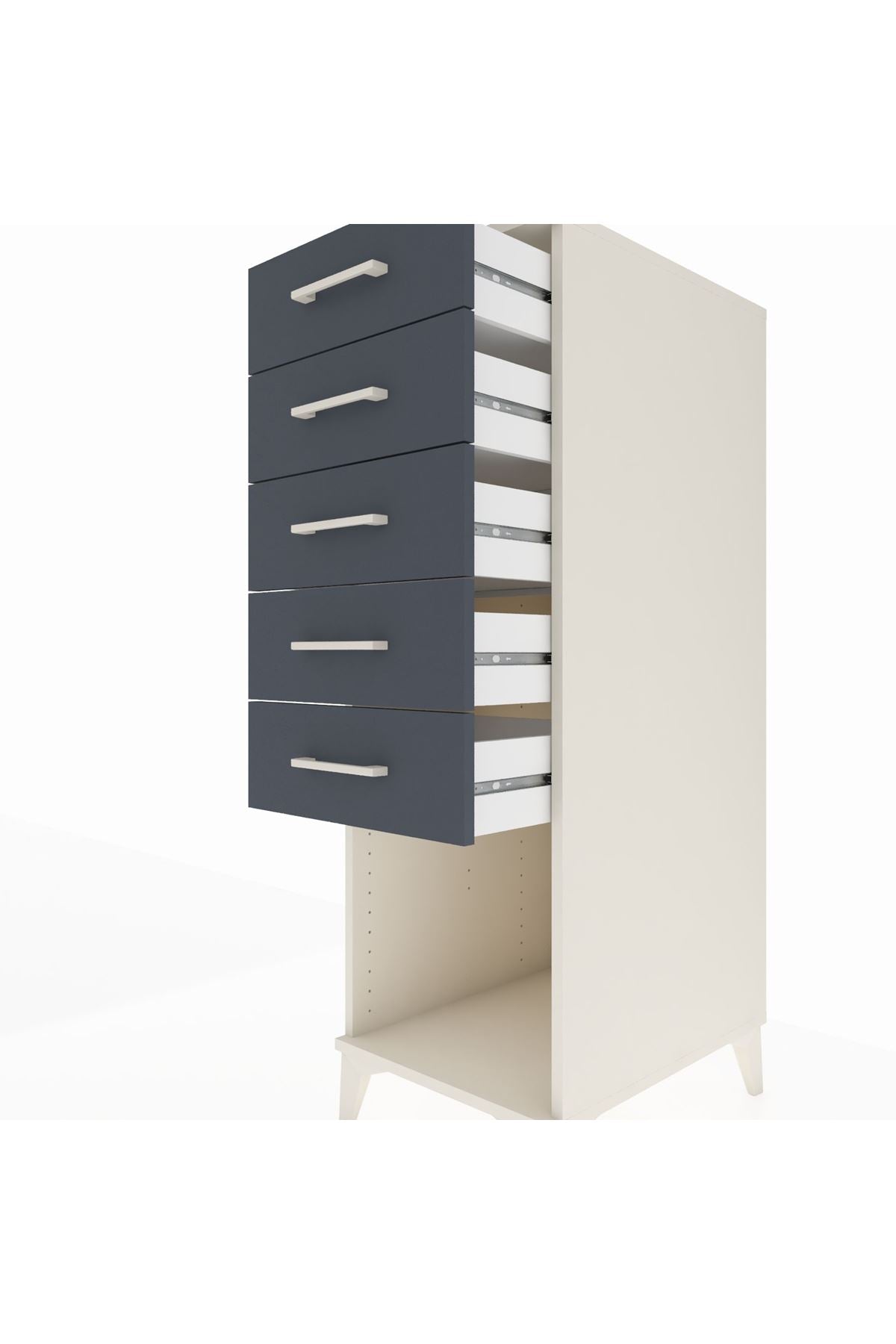 Kronos Dolap 5 Çekmeceli 44x59x134 Aytaşı-Antrasit