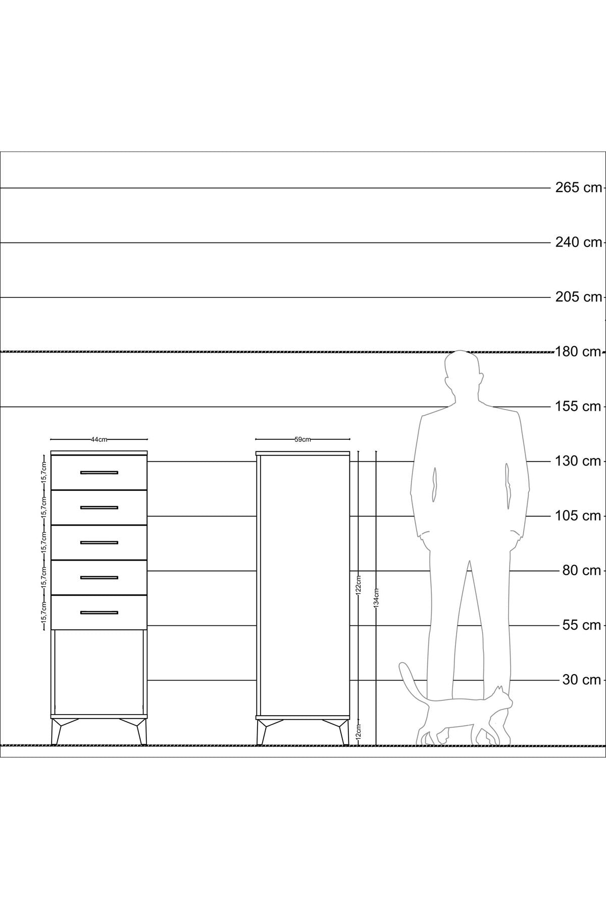 Kronos Dolap 5 Çekmeceli 44x59x134 Aytaşı-Çam