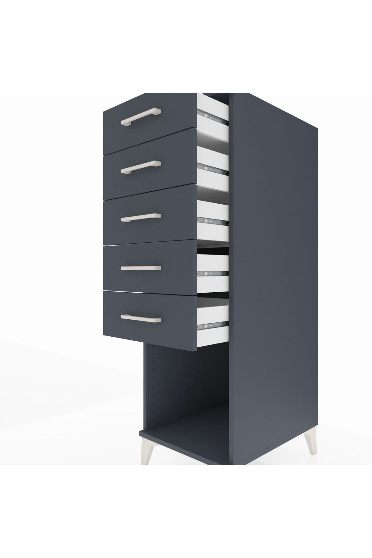 Kronos Dolap 5 Çekmeceli 44x59x134 Antrasit-Antrasit