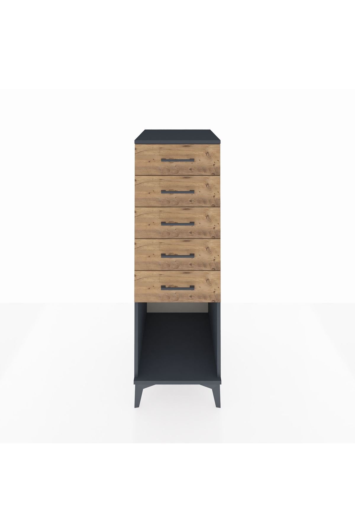 Kronos Dolap 5 Çekmeceli 44x59x134 Antrasit-Çam