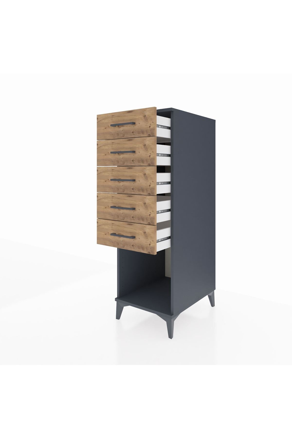 Kronos Dolap 5 Çekmeceli 44x59x134 Antrasit-Çam