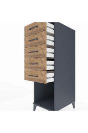 Kronos Dolap 5 Çekmeceli 44x59x134 Antrasit-Çam