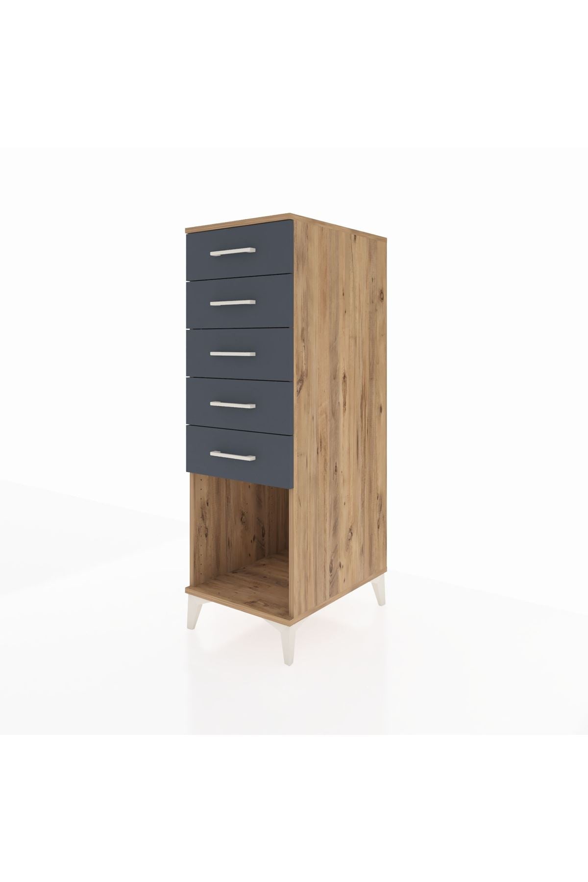 Kronos Dolap 5 Çekmeceli 44x59x134 Çam-Antrasit