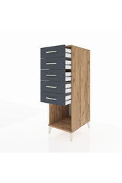 Kronos Dolap 5 Çekmeceli 44x59x134 Çam-Antrasit