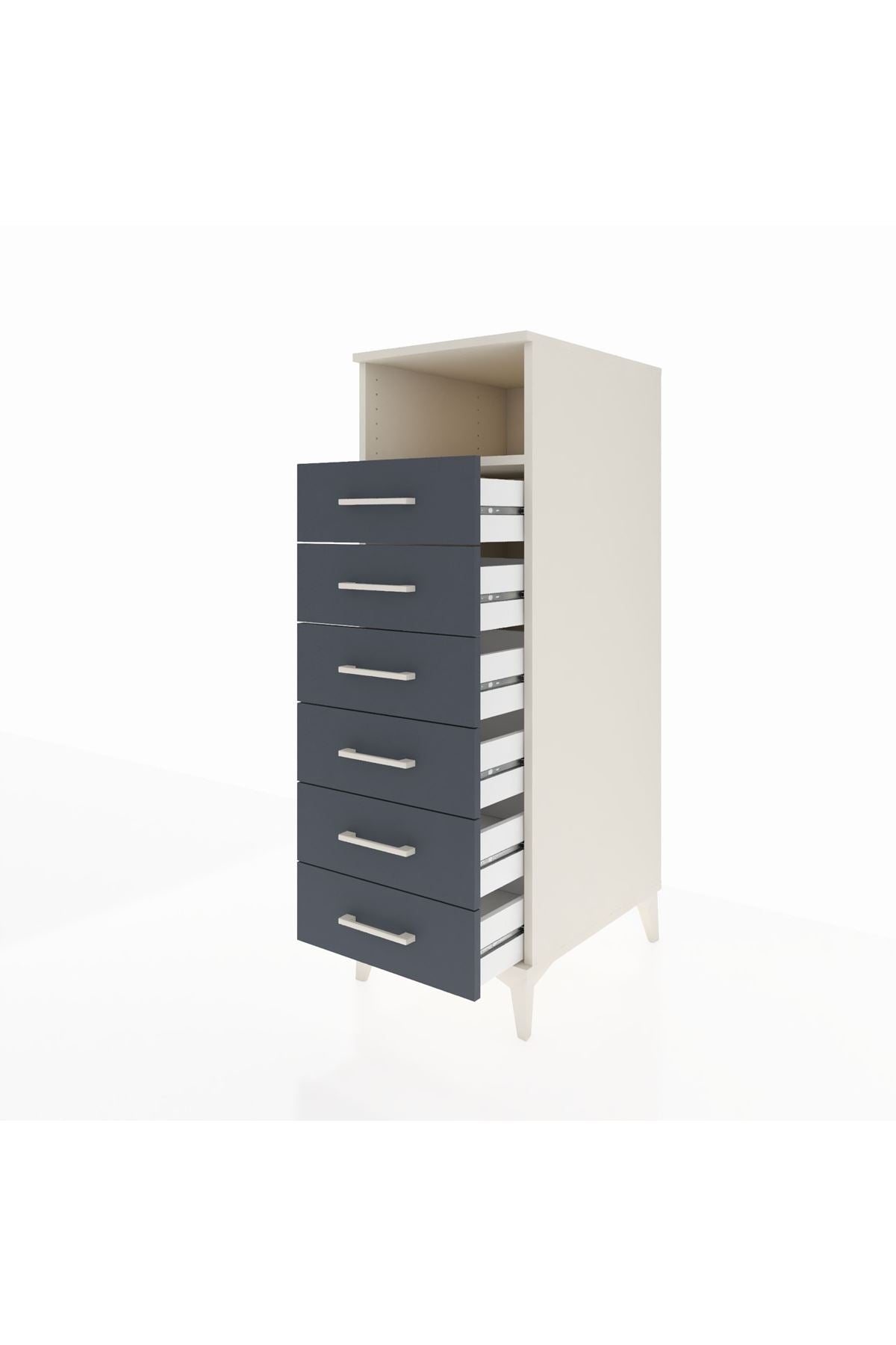 Kronos Dolap Tek Raflı 6 Çekmeceli 44x59x134 Aytaşı-Antrasit