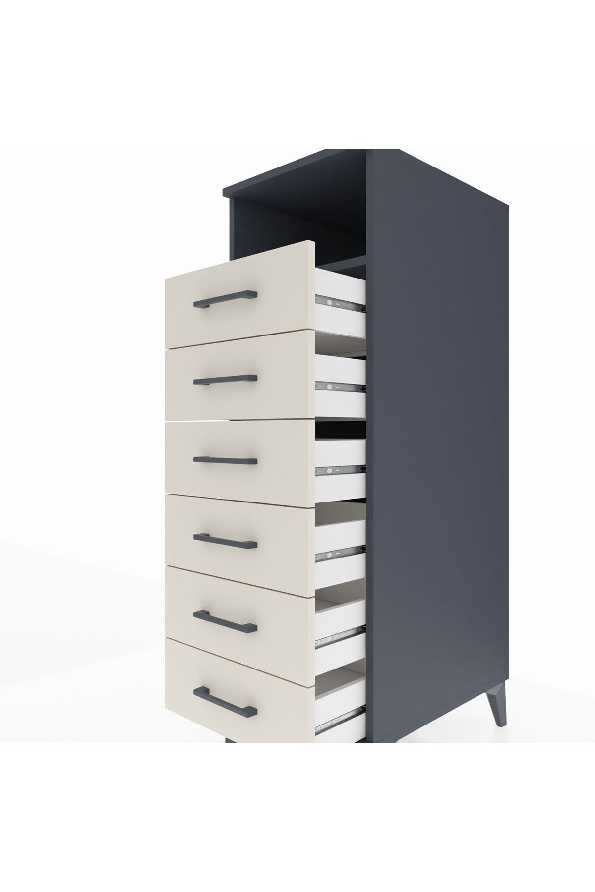 Kronos Dolap Tek Raflı 6 Çekmeceli 44x59x134 Antrasit-Aytaşı