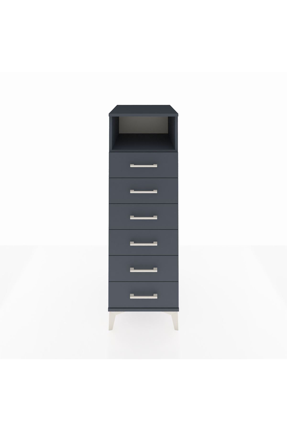 Kronos Dolap Tek Raflı 6 Çekmeceli 44x59x134 Antrasit-Antrasit