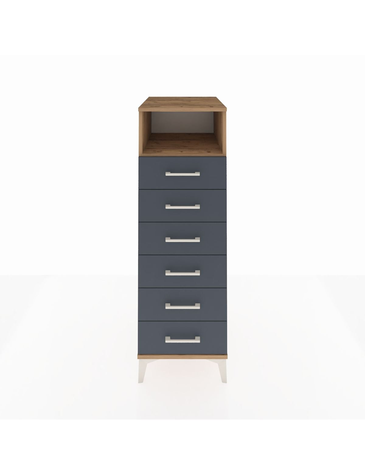 Kronos Dolap Tek Raflı 6 Çekmeceli 44x59x134 Çam-Antrasit