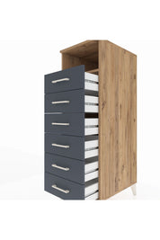 Kronos Dolap Tek Raflı 6 Çekmeceli 44x59x134 Çam-Antrasit
