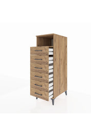 Kronos Dolap Tek Raflı 6 Çekmeceli 44x59x134 Çam-Çam
