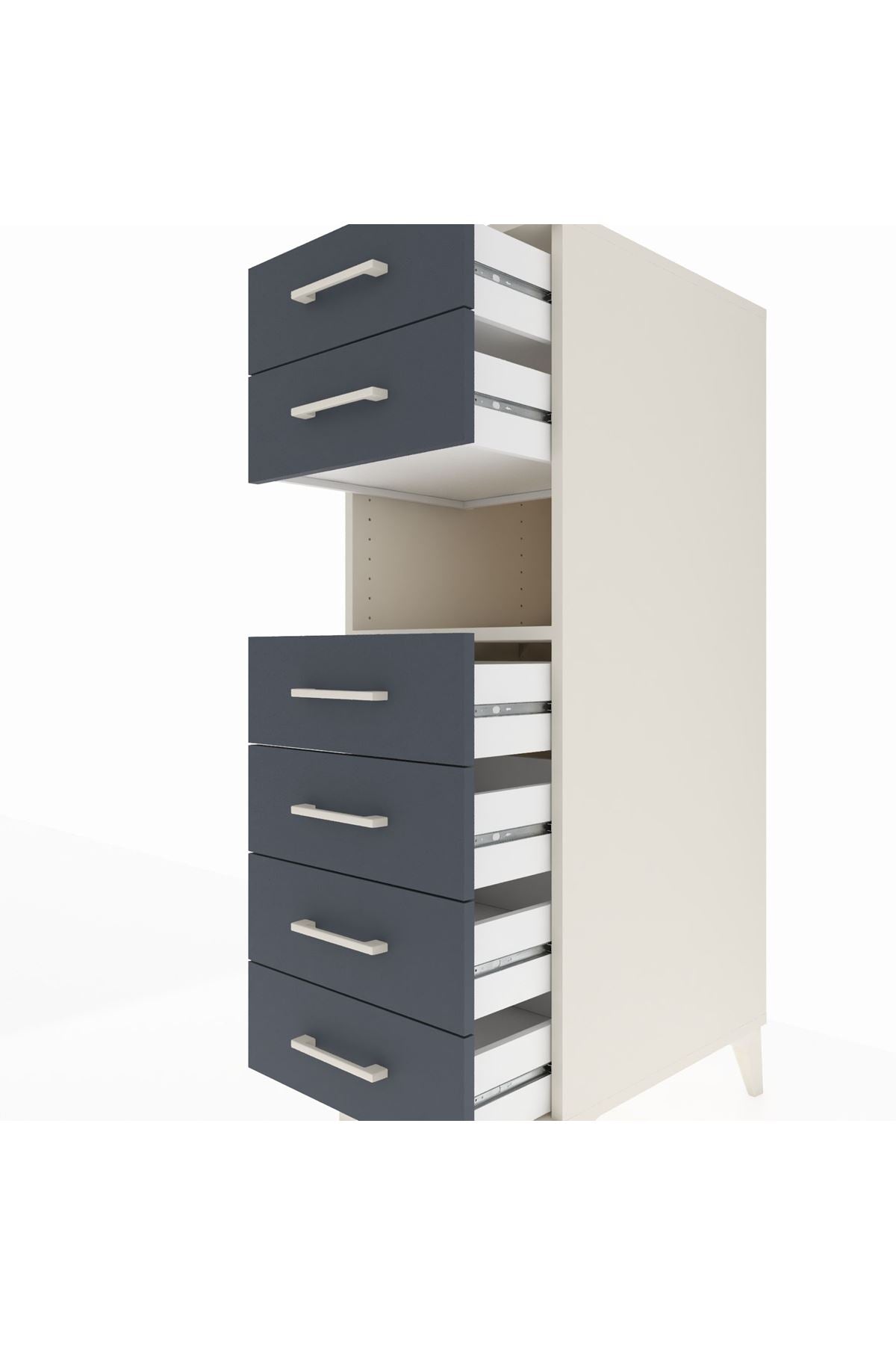 Kronos Dolap Tek Raflı 6 Çekmeceli 44x59x134 Aytaşı-Antrasit