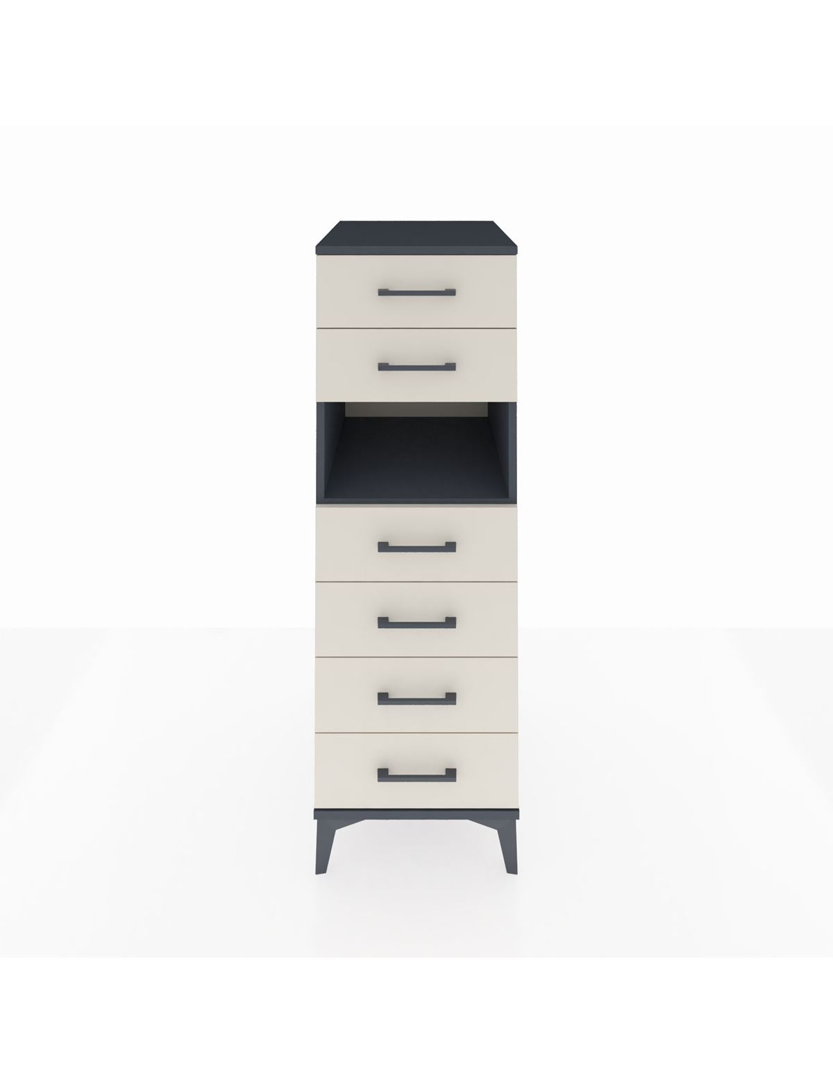 Kronos Dolap Tek Raflı 6 Çekmeceli 44x59x134 Antrasit-Aytaşı