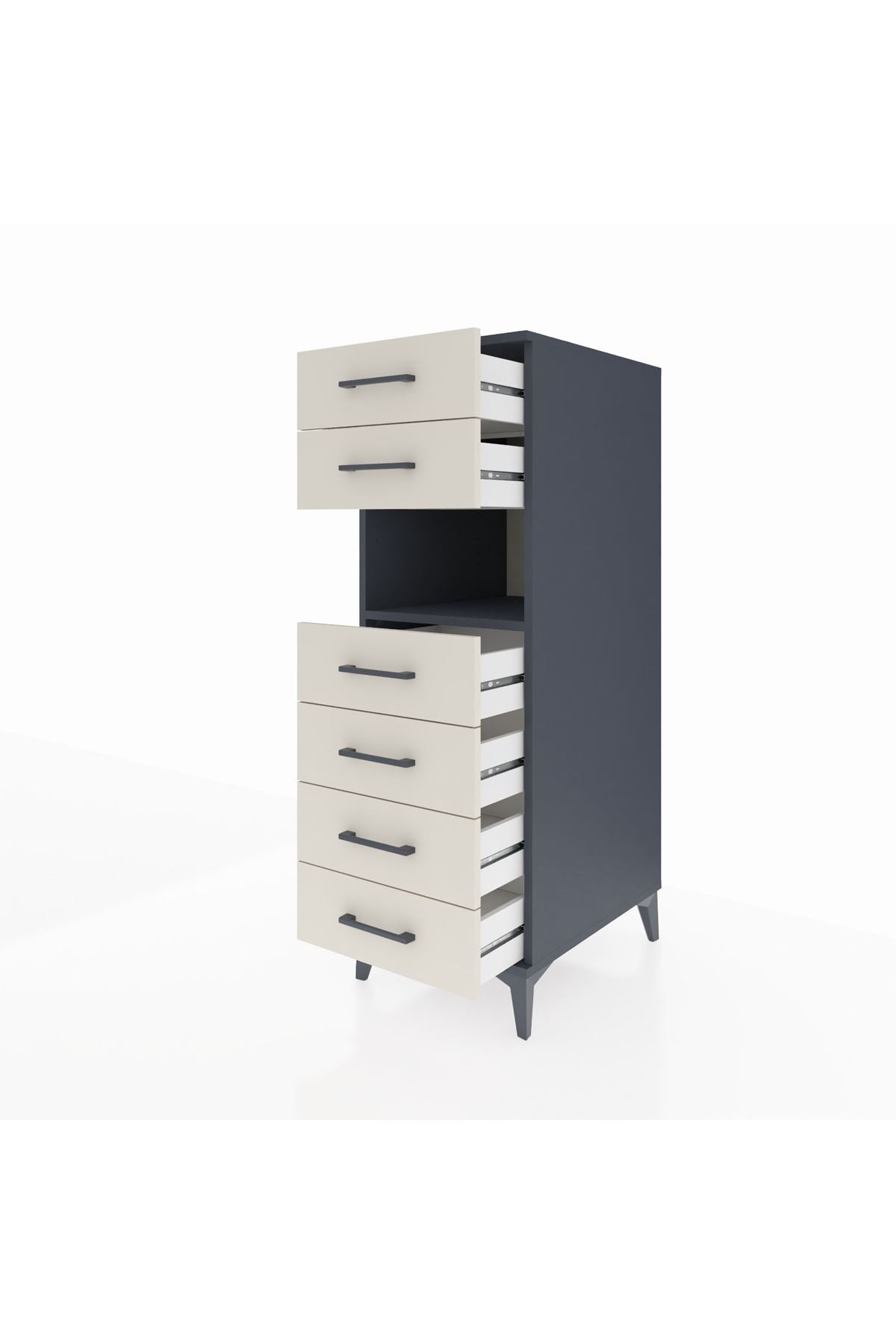 Kronos Dolap Tek Raflı 6 Çekmeceli 44x59x134 Antrasit-Aytaşı