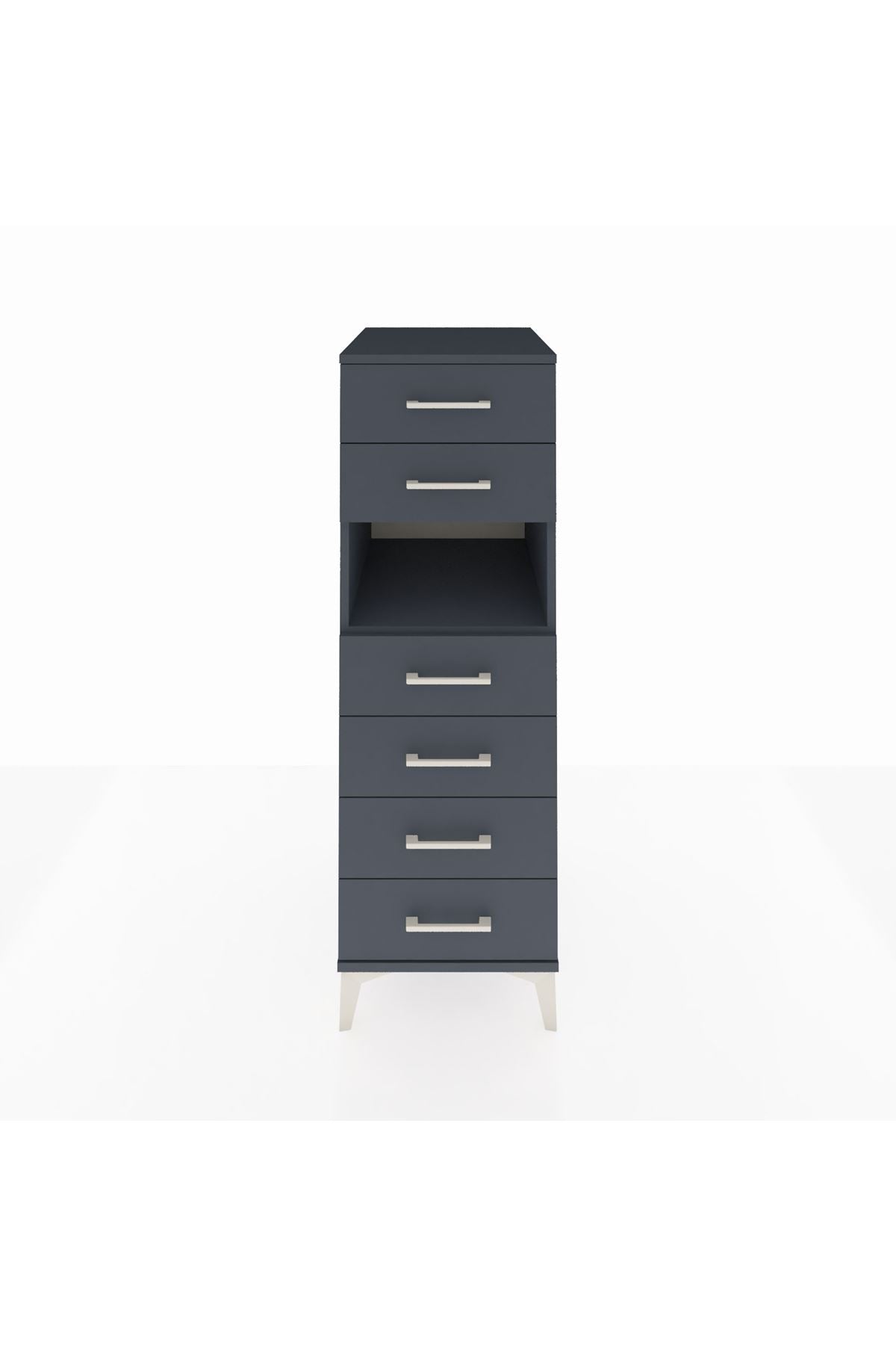 Kronos Dolap Tek Raflı 6 Çekmeceli 44x59x134 Antrasit-Antrasit