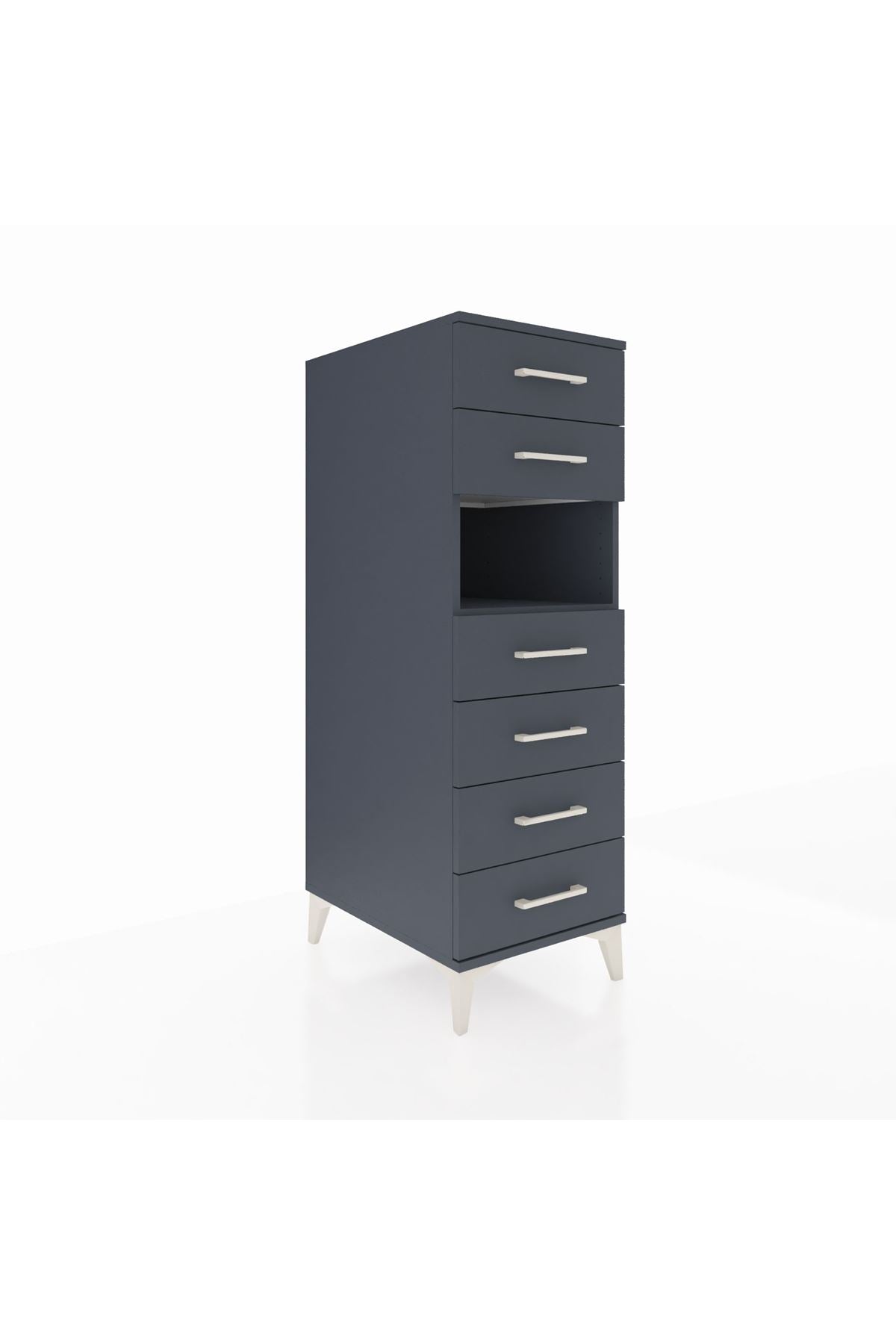 Kronos Dolap Tek Raflı 6 Çekmeceli 44x59x134 Antrasit-Antrasit