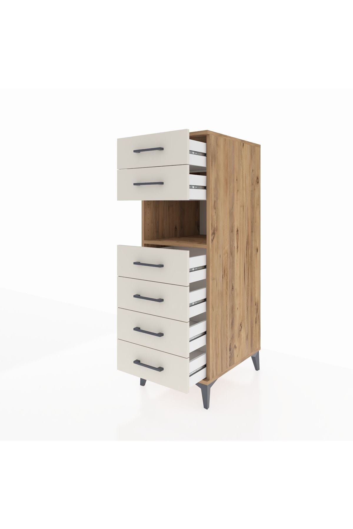 Kronos Dolap Tek Raflı 6 Çekmeceli 44x59x134 Çam-Aytaşı