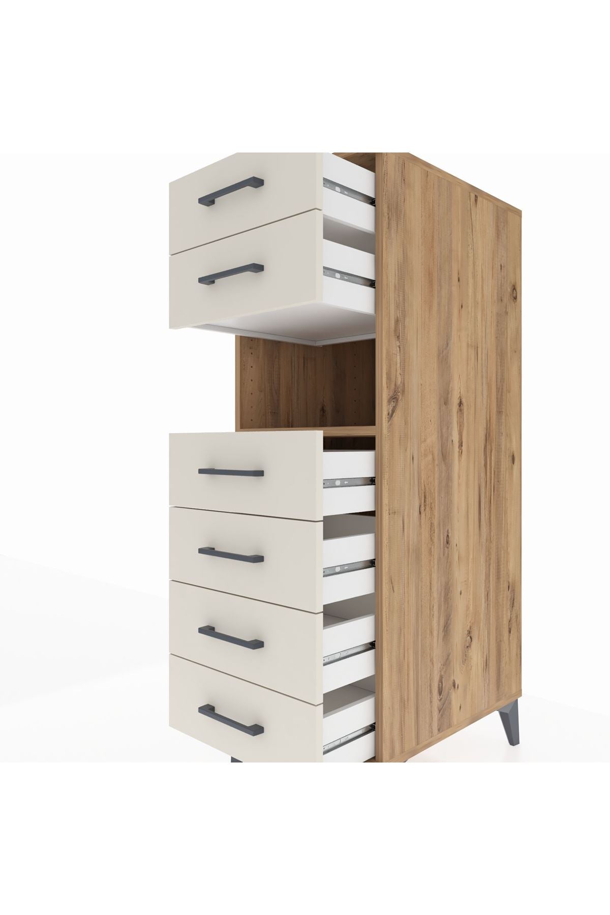 Kronos Dolap Tek Raflı 6 Çekmeceli 44x59x134 Çam-Aytaşı