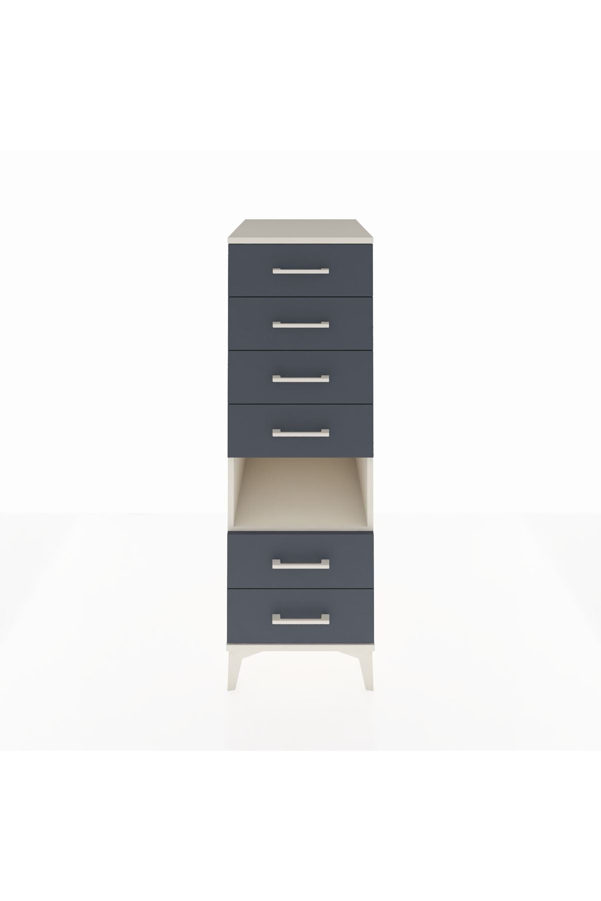 Kronos Dolap Tek Raflı 6 Çekmeceli 44x59x134 Aytaşı-Antrasit