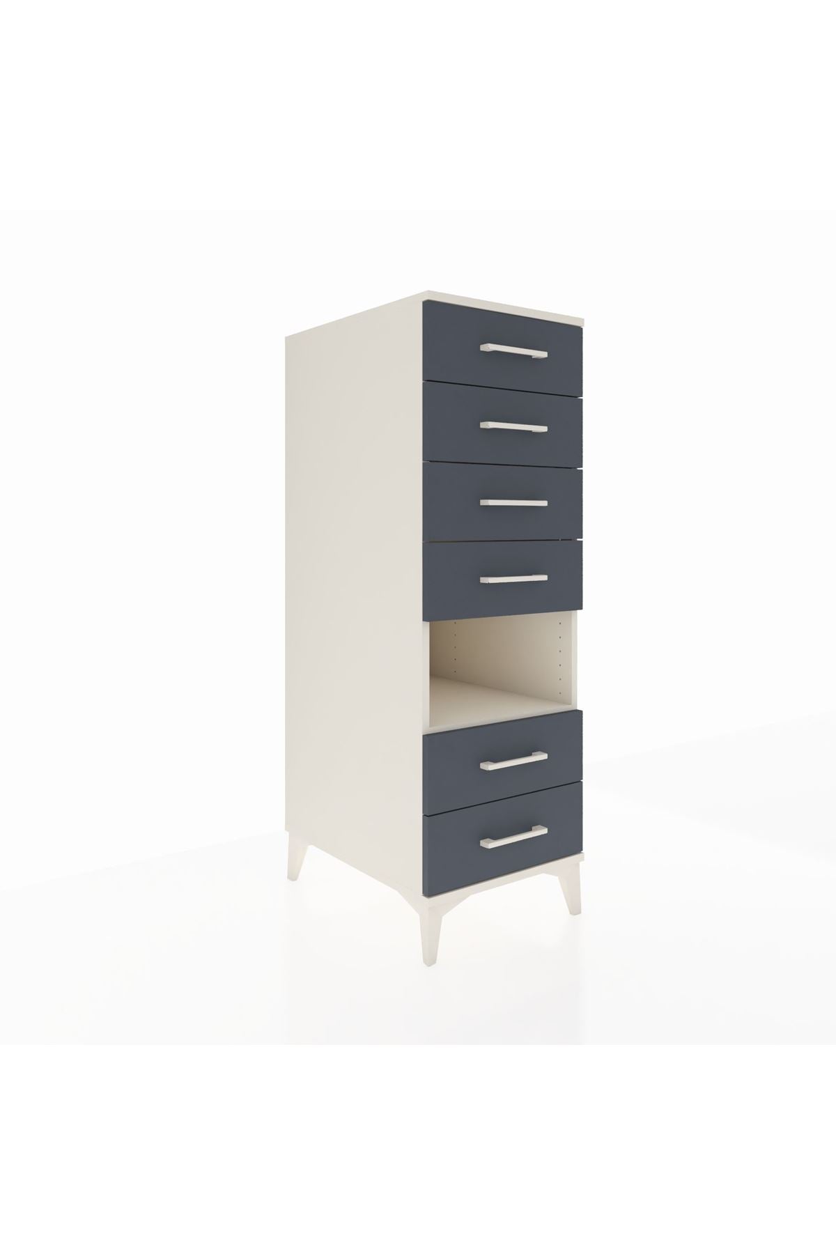 Kronos Dolap Tek Raflı 6 Çekmeceli 44x59x134 Aytaşı-Antrasit