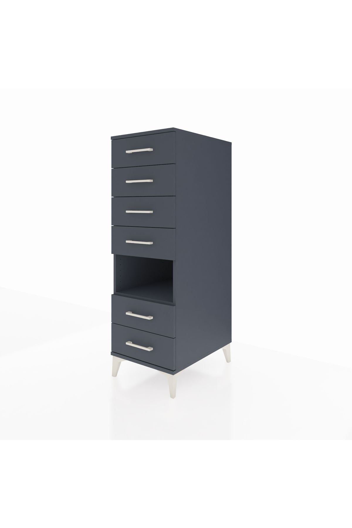 Kronos Dolap Tek Raflı 6 Çekmeceli 44x59x134 Antrasit-Antrasit