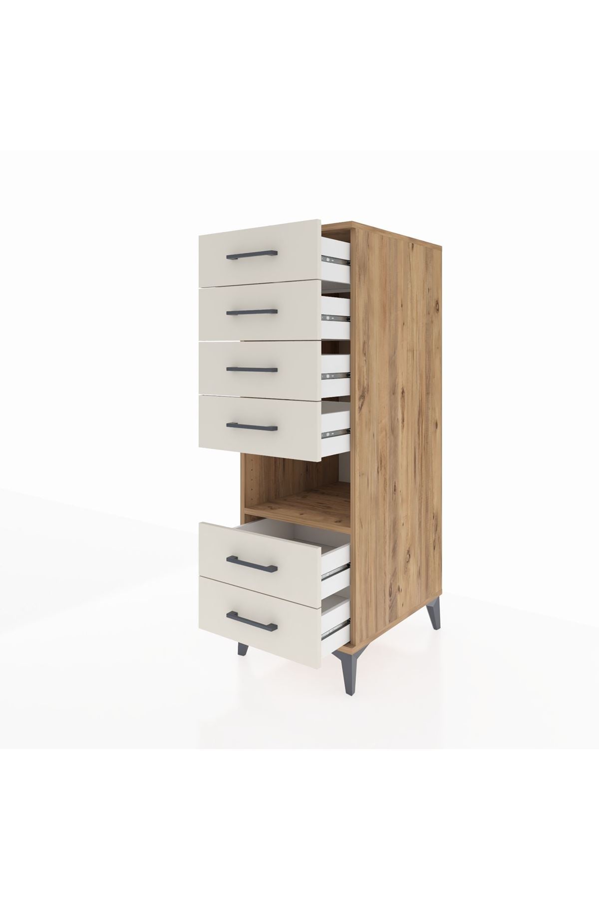 Kronos Dolap Tek Raflı 6 Çekmeceli 44x59x134 Çam-Aytaşı