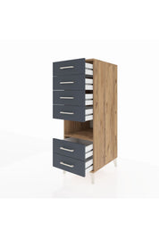 Kronos Dolap Tek Raflı 6 Çekmeceli 44x59x134 Çam-Antrasit