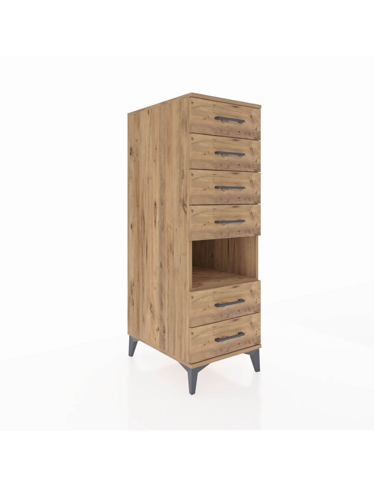 Kronos Dolap Tek Raflı 6 Çekmeceli 44x59x134 Çam-Çam