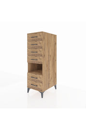 Kronos Dolap Tek Raflı 6 Çekmeceli 44x59x134 Çam-Çam