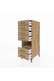 Kronos Dolap Tek Raflı 6 Çekmeceli 44x59x134 Çam-Çam