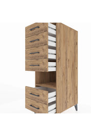 Kronos Dolap Tek Raflı 6 Çekmeceli 44x59x134 Çam-Çam