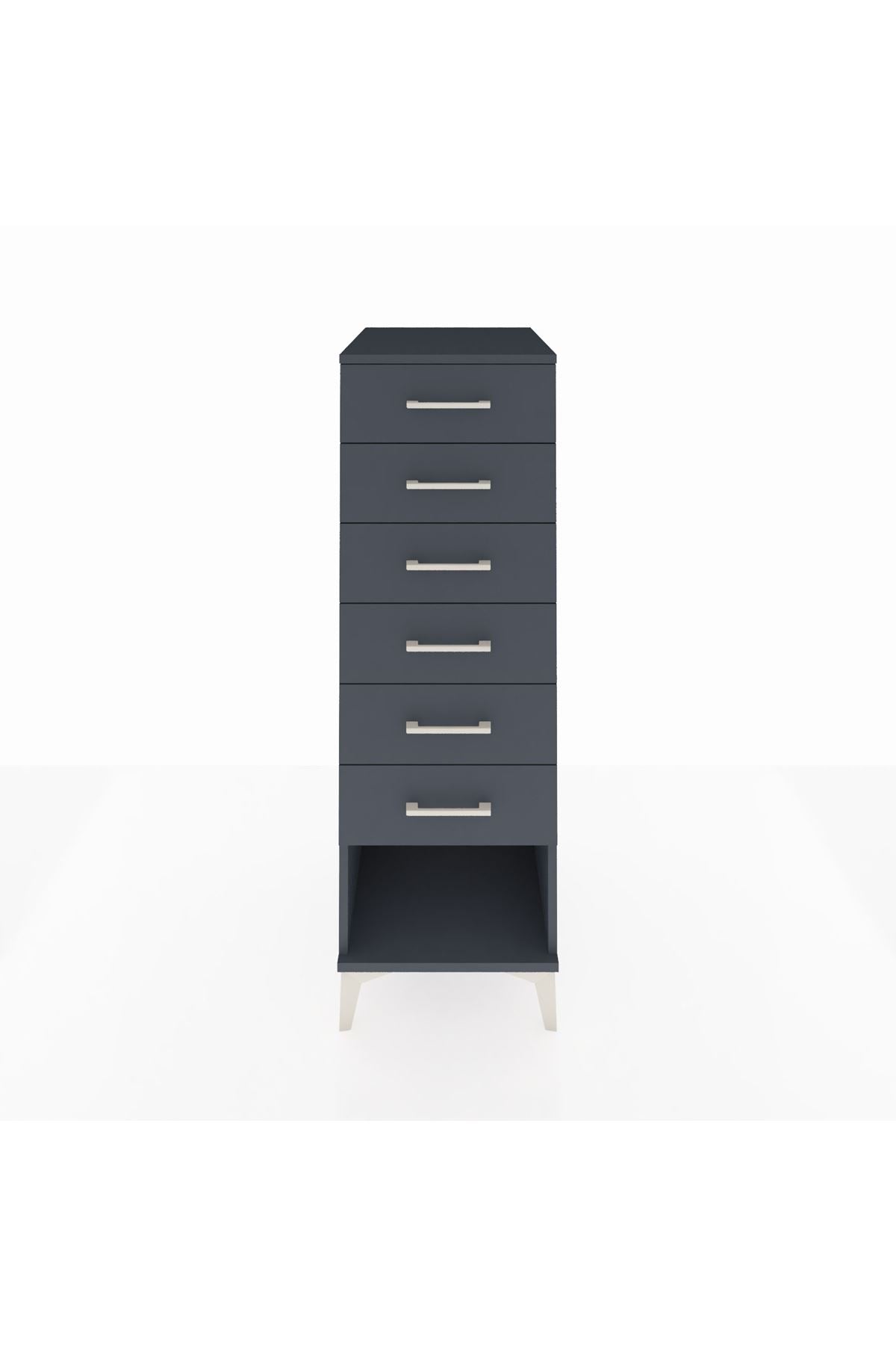 Kronos Dolap 6 Çekmeceli 44x59x134 Antrasit-Antrasit