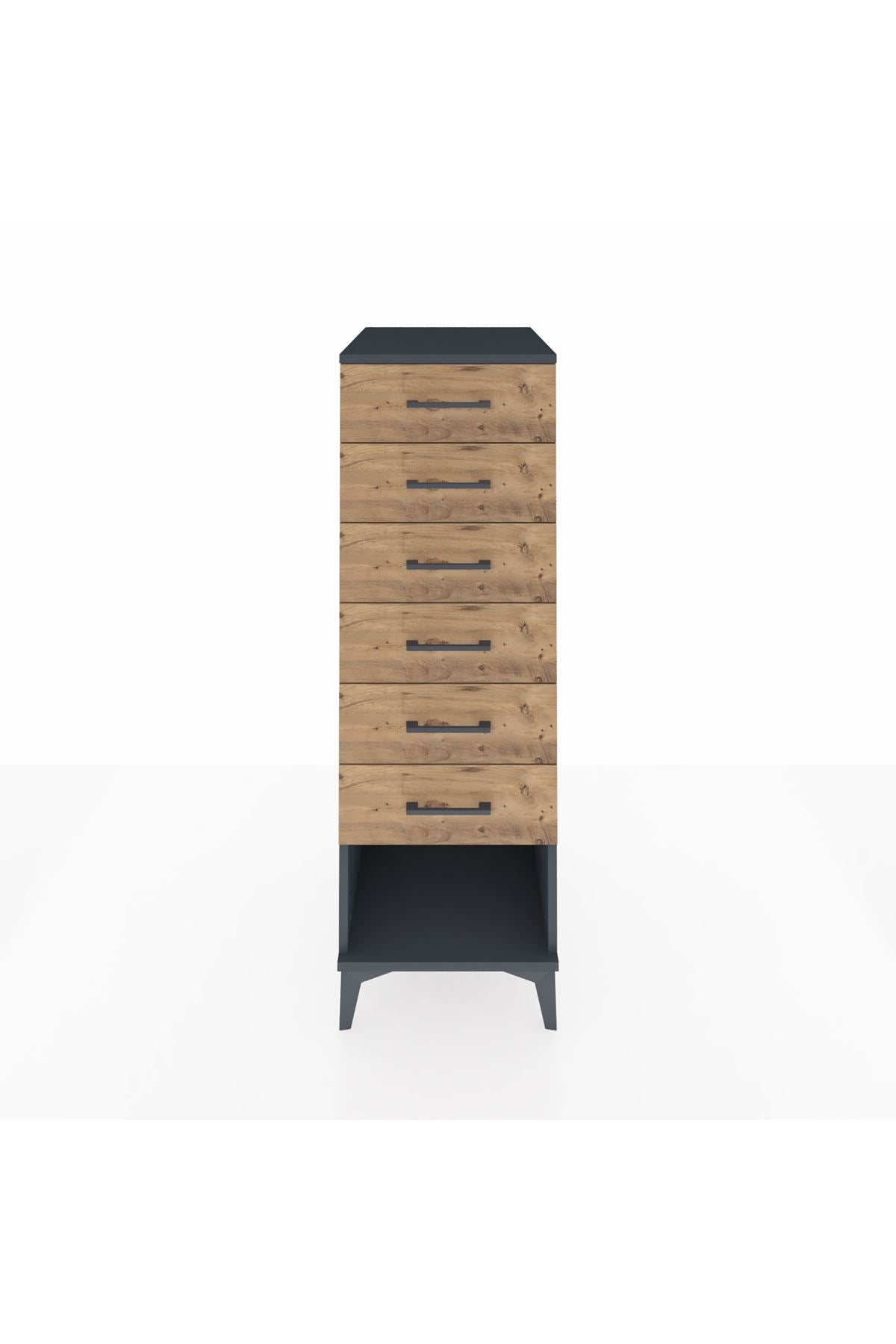 Kronos Dolap 6 Çekmeceli 44x59x134 Antrasit-Çam