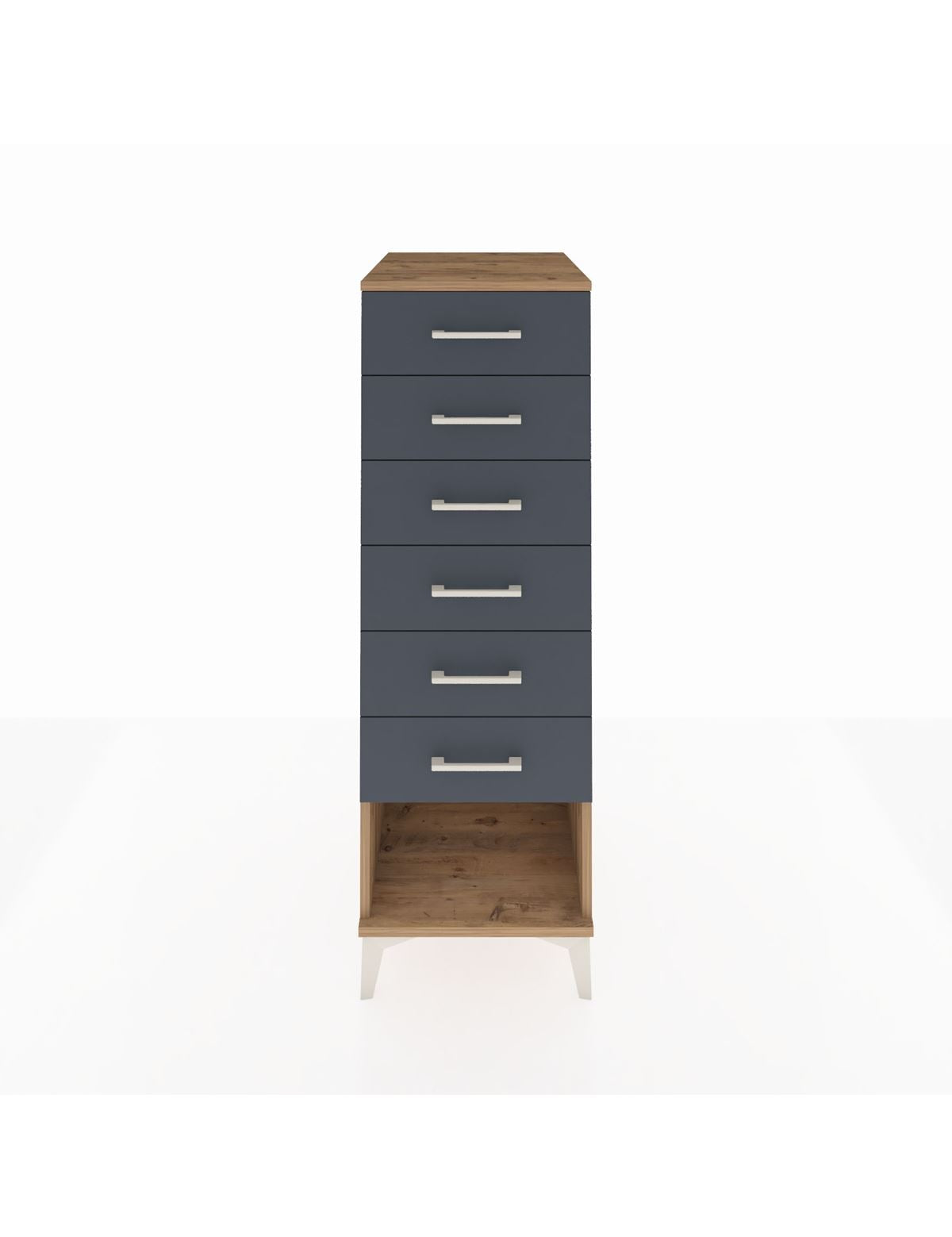 Kronos Dolap 6 Çekmeceli 44x59x134 Çam-Antrasit