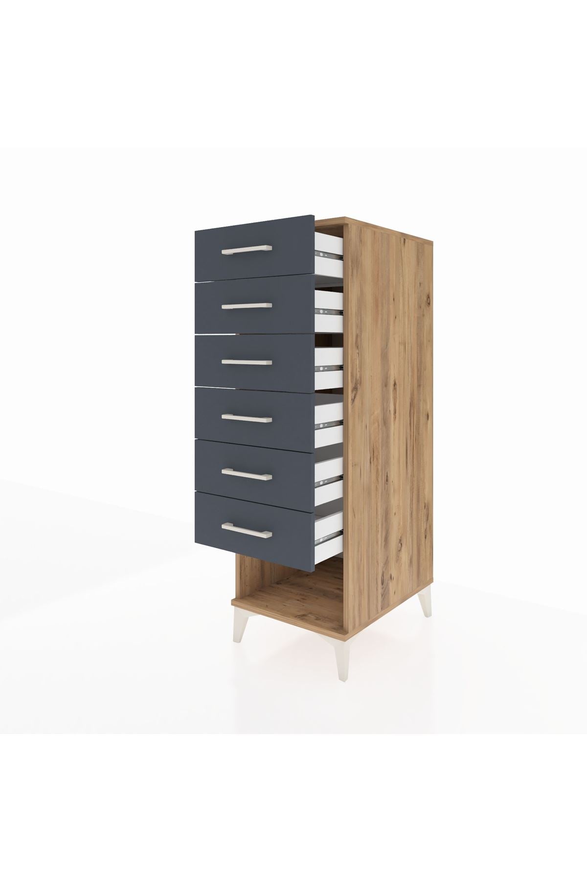 Kronos Dolap 6 Çekmeceli 44x59x134 Çam-Antrasit