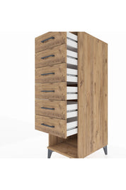 Kronos Dolap 6 Çekmeceli 44x59x134 Çam-Çam