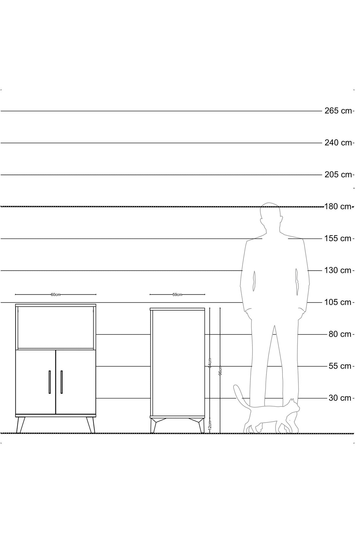 Kronos Komodin 2 Raflı 2 Kapaklı 60x59x96 Antrasit-Aytaşı