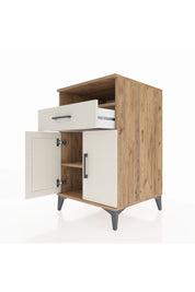 Kronos Komodin 2 Raflı Tek Çekmeceli 2 Kapaklı 60x59x96 Çam-Aytaşı