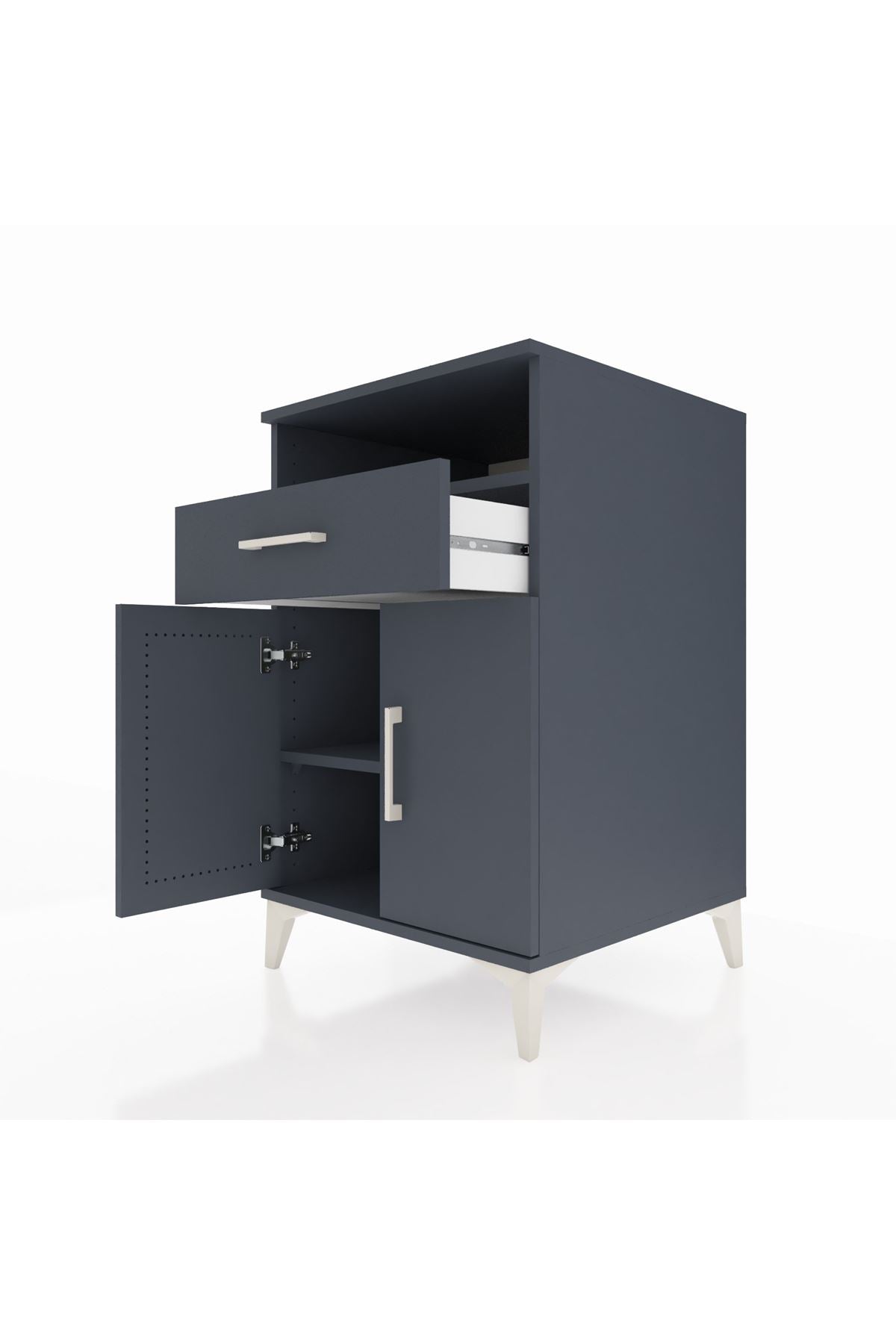 Kronos Komodin 2 Raflı Tek Çekmeceli 2 Kapaklı 60x59x96 Antrasit-Antrasit