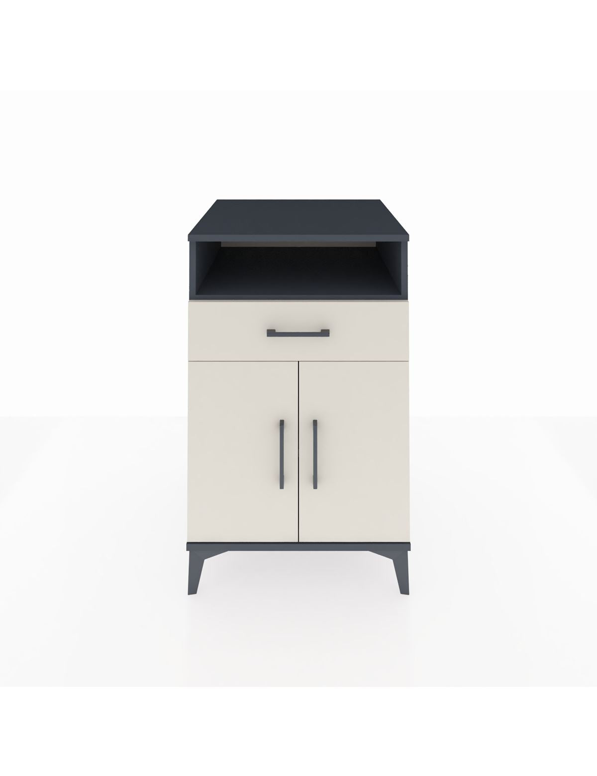 Kronos Komodin 2 Raflı Tek Çekmeceli 2 Kapaklı 60x59x96 Antrasit-Aytaşı