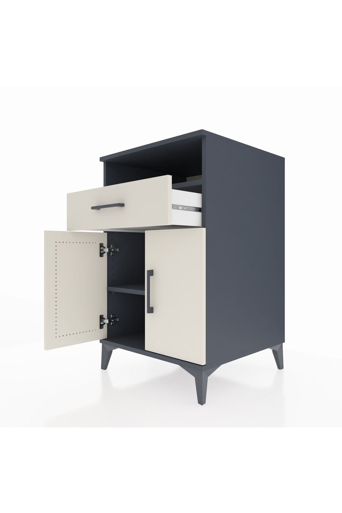 Kronos Komodin 2 Raflı Tek Çekmeceli 2 Kapaklı 60x59x96 Antrasit-Aytaşı